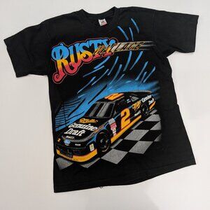 Vintage Rusty Wallace NASCAR "Kickin' Asphalt" T-Shirt, 90s Fruit of the Loom